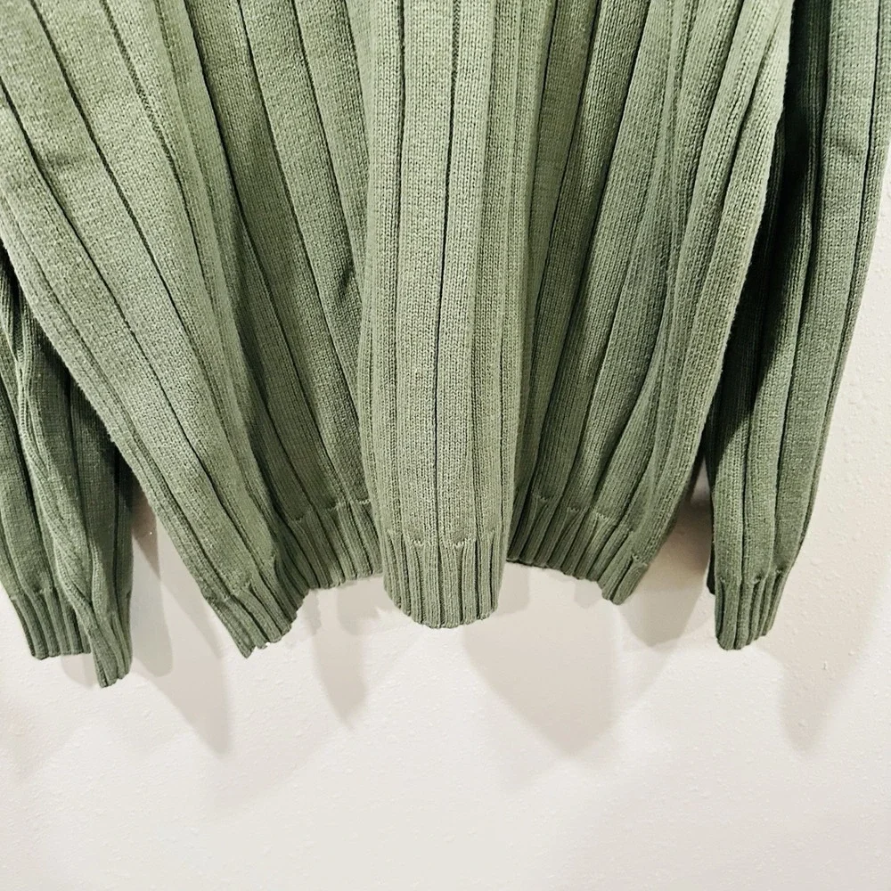 Vintage 90s Green Field Gear Men's  V-Neck Ribbed Sweater 3XL Layering Preppy - Picture 7 of 13